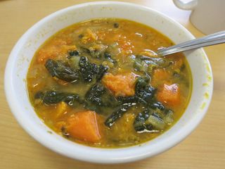 Sweet potato, kale and sausage soup
