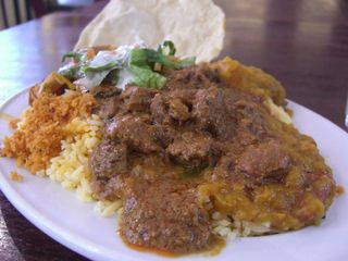 Lamb, Lentils, Pumpkin, Mix Veg Curries on Turmeric Rice, Chilli, Chutney and Papadum - Sheni's Curries