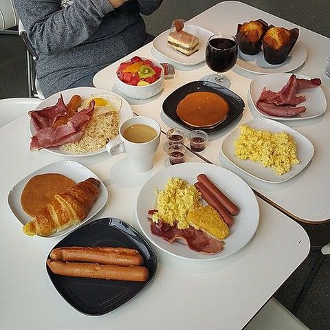 •Breakfasts at #IKEA• Hotsilog, Hotcakes, Scrambled eggs and more bacoooooon~ #IKEAQatar