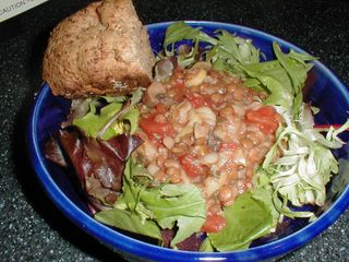 Lentil Orzo Stuff on Greens