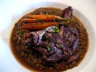 braised duck leg with lentils