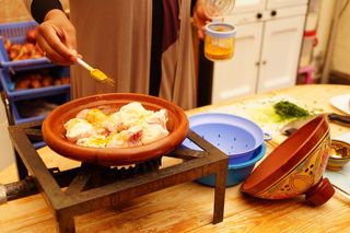 Making chicken tagine