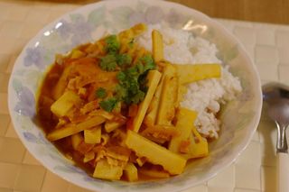 Bamboo shoot curry on rice