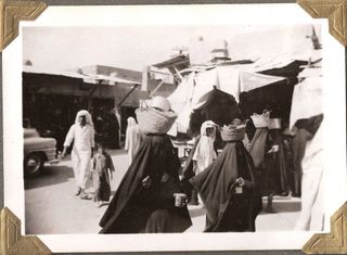 Kuwaiti Women in Kuwait City...Persian Gulf Region; about 1950 المرأة الكويتية في مدينة الكويت... منطقة الخليج الفارسي ؛ عن 1950