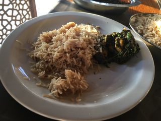 Rice and chicken saag