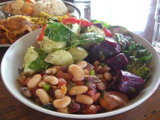 Mixed Bean, Beetroot, and Roasted Potato Salad - Salad Bowl - Soulmama Vegetarian