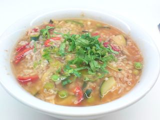 Spring Vegetable and Rice Minestrone Soup