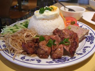 Special Broken Rice with Pork Chop, Shredded Pork Skin and Fried Egg - Thanh Ha