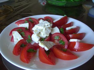 Caprese Salad with Blue Bay Goat Suluguni Cheese