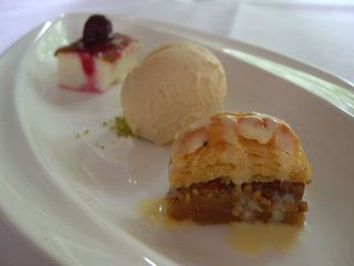 Baklava, Pomegranite Ice-Cream, Mastic-flavoured Custard - degustation - Ottoman Cuisine
