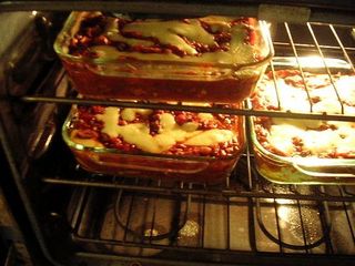 Lasagna in oven