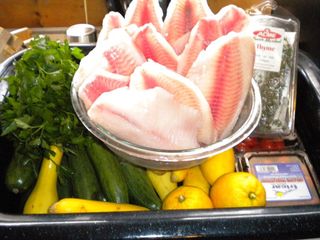 Poached Tilapia with Vegetables in White Wine Sauce