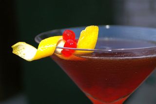 Rum Manhattan with Maraschino Caviar