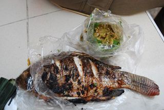 Grilled Fish and Nam Prik Pla Tu THB55 + THB15 - Night Market, Kad Suan Kaew