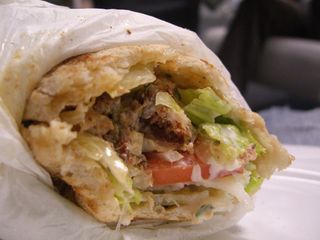 Lamb giros in pita - Medallion Souvlaki and Cakes AUD9.50