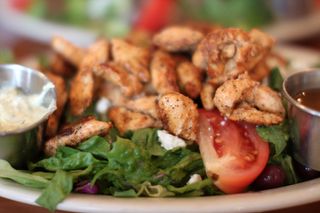 Chicken Kabob Over Greek Salad