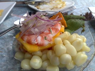 Ceviche de camarones con mango