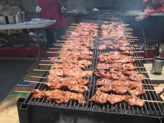Anticuchos on the grill