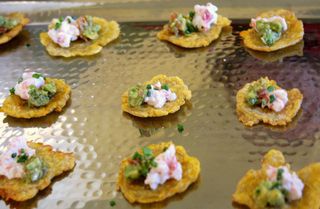 Maine Lobster with Key Lime Mayo and Avocado Relish on Tostones