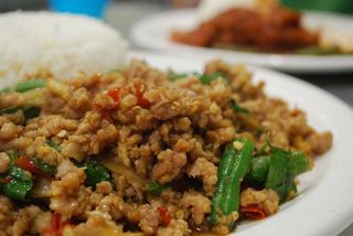 Minced Chicken with Basil with Rice - close-up - i Spicy AUD10
