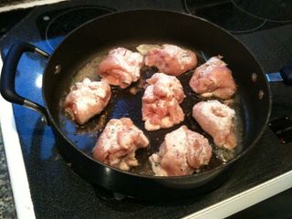 Browning the Chicken roulades