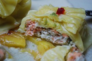 Salmon Ravioli - insides - Green Tangerine VND169k set lunch