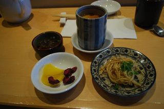 Chawan Mushi, konnyaku, spaghetti salad, tsukemono - Shira Nui AUD18 special lunch set