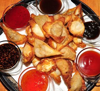 fried wontons, crab rangoon, dipping sauces