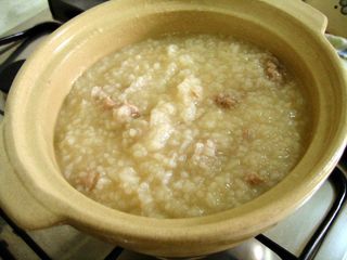 ground pork rice congee