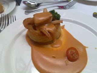 Volauvent con gambas y vieiras