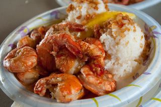 Shrimp scampi and rice