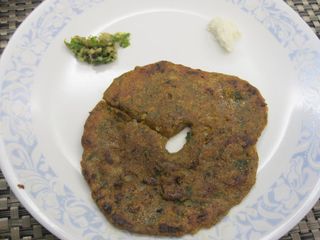 Thalipeeth. Made with roasted mixed flours. KhanaKhazana Bombay, India Trip 2011
