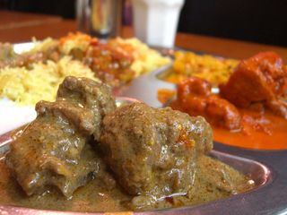 Goat Korma, Butter Chicken, Cabbage Stir-fry with Pilau Rice and Teh Tarik - Cafe Zam Zam