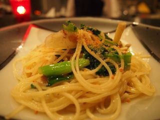 karasumi and udo's oil sauce pasta