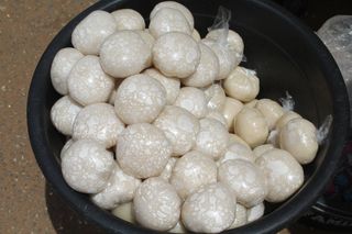 Akpu (Fermented Cassava Fufu) in Monday Market Kaduna South