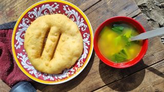 Balep korkun, the Tibetan bread, photographed in Nepal, December 1, 2023