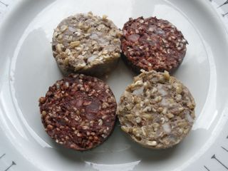 Irish black and white pudding slices