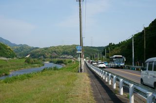 Japan Route 203, railroad and river in Mutabe, Ouchi, Karatsu