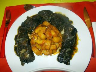 Mbongo tchobi et banae plantin malxé