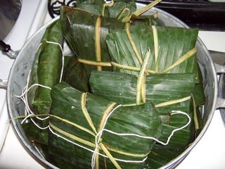 Nacatamales in steamer