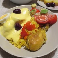 Arroz Con Pollo Con Papa A La Huancaina