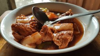 File:Pork Hamonado (Mindanao) cooked afritada-style (with tomato sauce).jpg