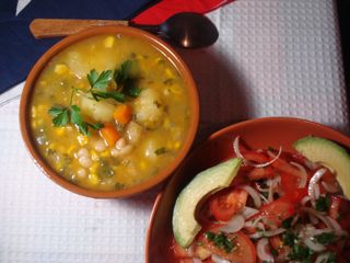 Porotos granados and Chilean salad