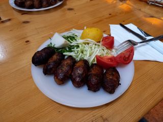 Typical Greek Cypriot plate, sheftalia (in greek; σεφταλιά)