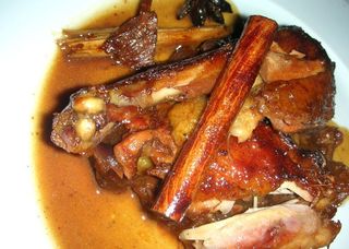 Young duck slow-roasted in sweet fortified wine with dried fruits