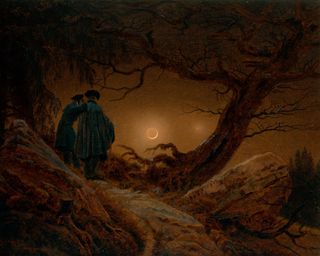 Two men contemplating the Moon by Caspar David Friedrich