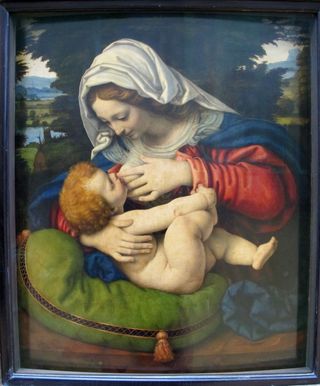 Madonna of the Green Cushion by Andrea Solari