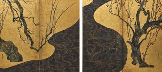 Red and White Plum Blossoms by Ogata Kōrin