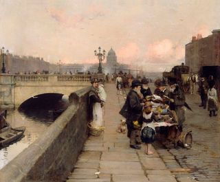 Dublin Streets: a Vendor of Books by Walter Osborne