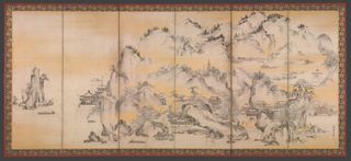Jinshan Island and West Lake by Kanō Sanraku